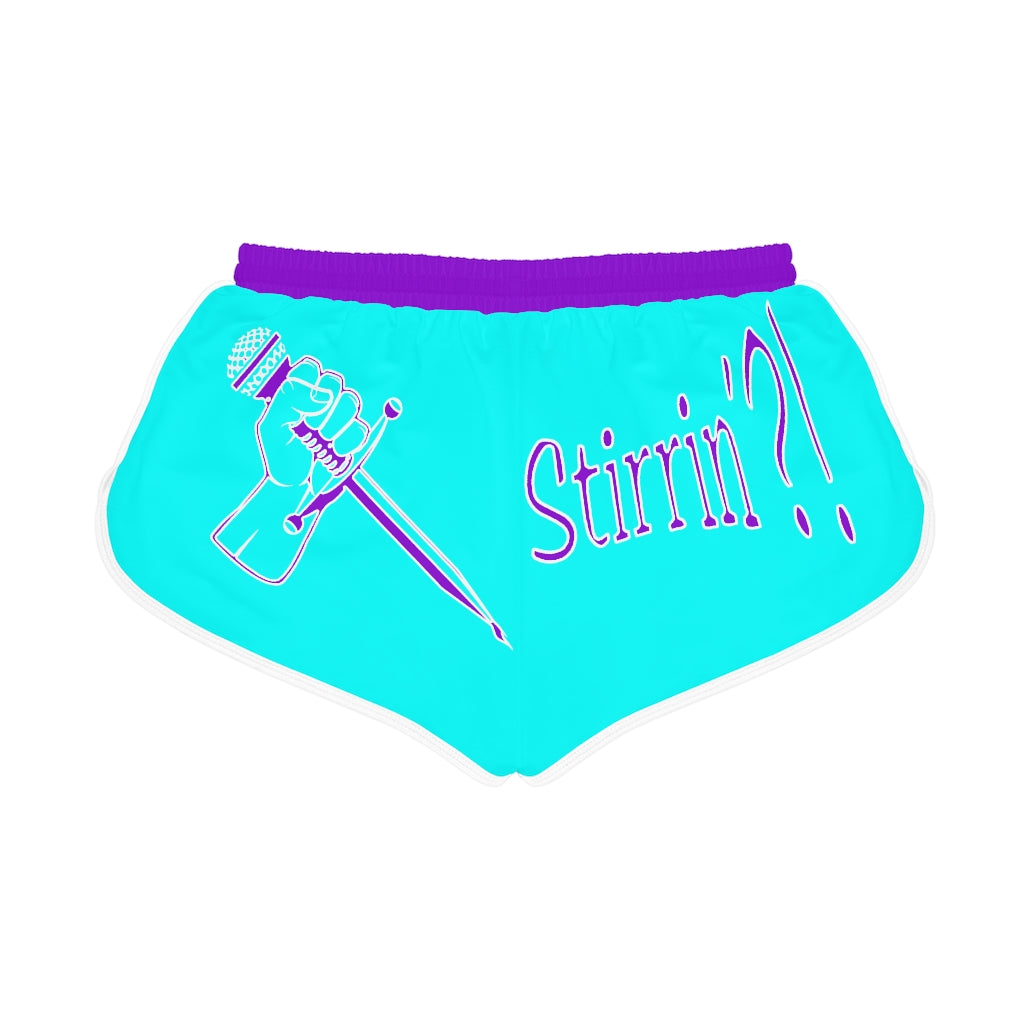 Women's Relaxed Shorts What's Stirrin'?! Main (Aqua, Purple)