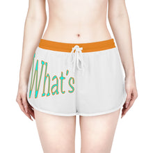 Load image into Gallery viewer, Women&#39;s Relaxed Shorts What&#39;s Stirrin&#39;?! Main (White, Aqua/Orange)