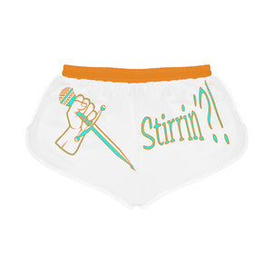 Women's Relaxed Shorts What's Stirrin'?! Main (White, Aqua/Orange)