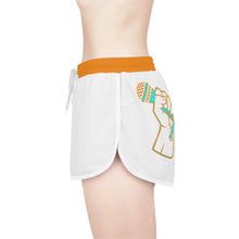 Load image into Gallery viewer, Women&#39;s Relaxed Shorts What&#39;s Stirrin&#39;?! Main (White, Aqua/Orange)