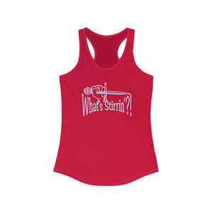 What's Stirrin'?! Main Women's Racerback Tank (Red, Baby Blue/White)