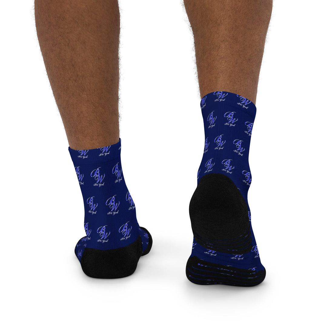 BW York Navy Blue, Blue and White Ankle socks