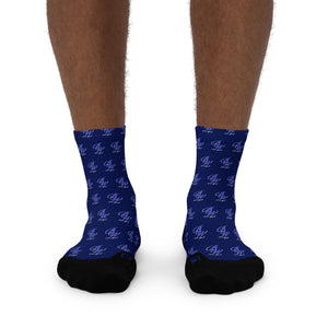 BW York Navy Blue, Blue and White Ankle socks