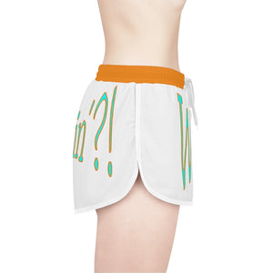 Women's Relaxed Shorts What's Stirrin'?! Main (White, Aqua/Orange)