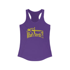 What's Stirrin'?! Main Women's Racerback Tank (White, Yellow)