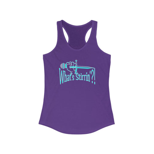 What's Stirrin'?! Main Women's Racerback Tank (Purple, Aqua/White)